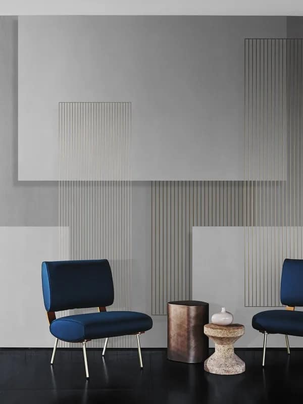 Gri Kabartma Çizgili Geometrik Panel Duvar Kağıdı